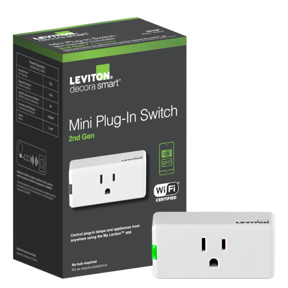 Leviton Decora Smart Plug, Wi-Fi 2nd Gen, Works with Matter, My Leviton, Alexa, Google Assistant, Apple Home/Siri & Wire-Free Anywhere Companions for Switched Outlet, D215P-1RW, White ASIN B097KTFHMF Amazon original image 1