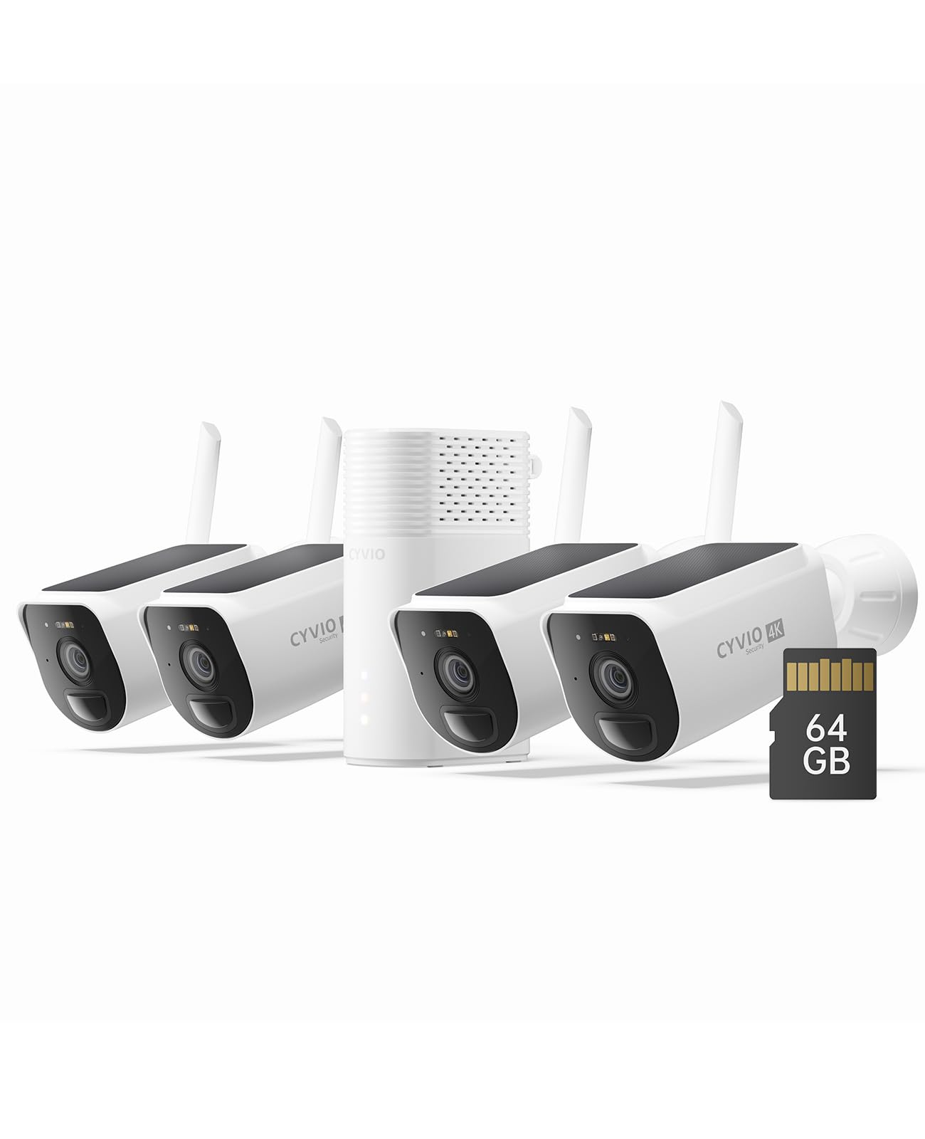 4K Solar Security Camera System Wireless Outdoor, 4-Cam Kit with Battery & Solar Power, CYVIO Long Range WiFi (Up to 700m), Color Night Vision, PIR Detection, No Subscription ASIN B0G13HCPLS high ticket Amazon original image 1