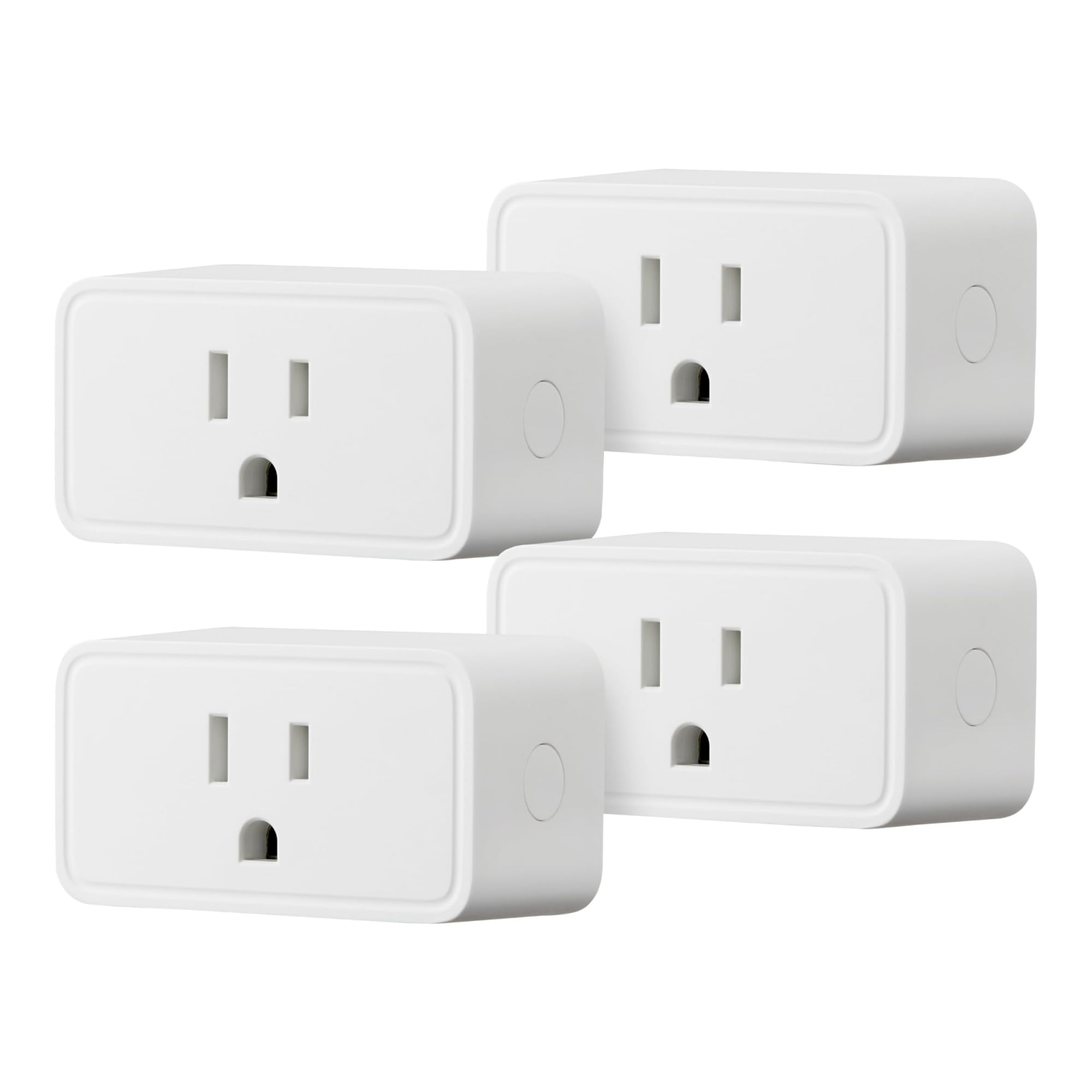 Amazon Basics Smart Plug, Works with Alexa Only, Voice Control, Remote APP Control, Schedule, Compact Design, Versatile, 2.4 GHz Wi-Fi, No Hub Required, 4-Pack, White ASIN B0CL9D9HM4 Amazon original image 1