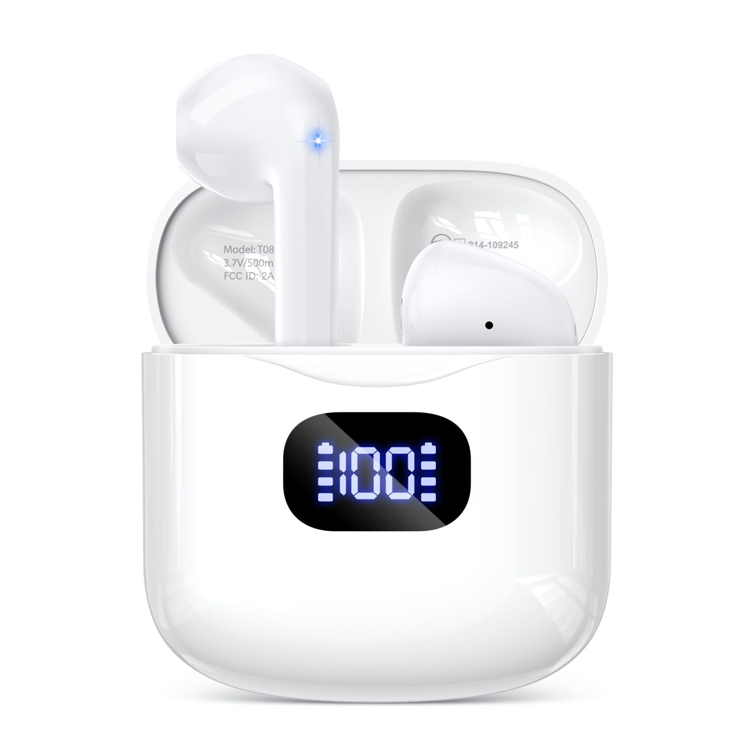KTGEE Wireless Earbuds Bluetooth 5.3 Headphones, 40Hrs Playback Stereo Ear Buds with LED Display Charging Case IPX7 Waterproof in-Ear Earphones with Mic for Phone Tablet Laptop Sports, White ASIN B0D5HG7TC3 Amazon original image 1