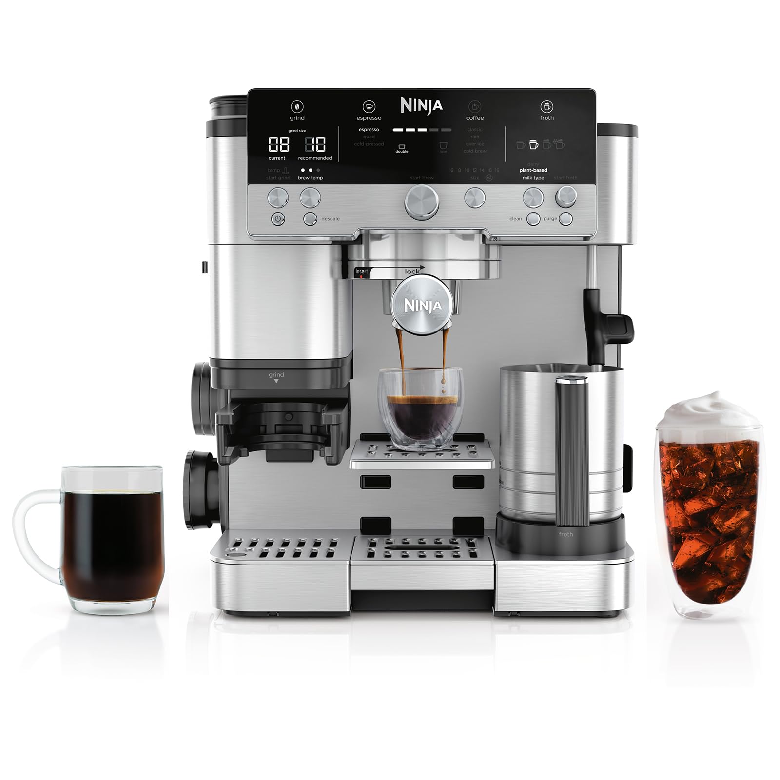 Ninja Luxe Café Premier 3-in-1 Espresso Machine, Drip Coffee, & Rapid Cold Brew | Built-in Coffee Grinder, Hands-Free Milk Frother, Assisted Tamper for Cappuccinos & Lattes | Stainless Steel | ES601 ASIN B0D45PK5V4 high ticket Amazon original image 1