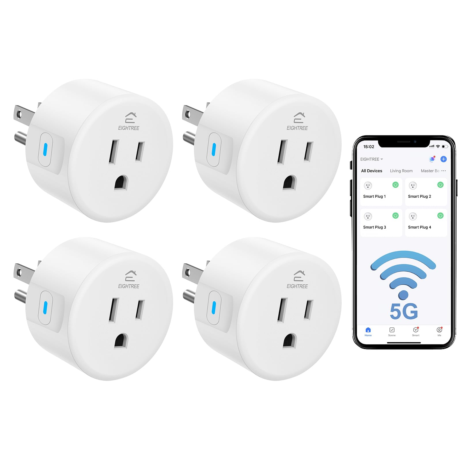 EIGHTREE Smart Plug 5GHz& 2.4GHz, 15A WiFi Smart Outlet Compatible with Alexa & Google Home, Smart Home WiFi Plug with Remote Control, Timer Outlet with Schedule, 4 Packs ASIN B0C9GJJBR9 Amazon original image 1