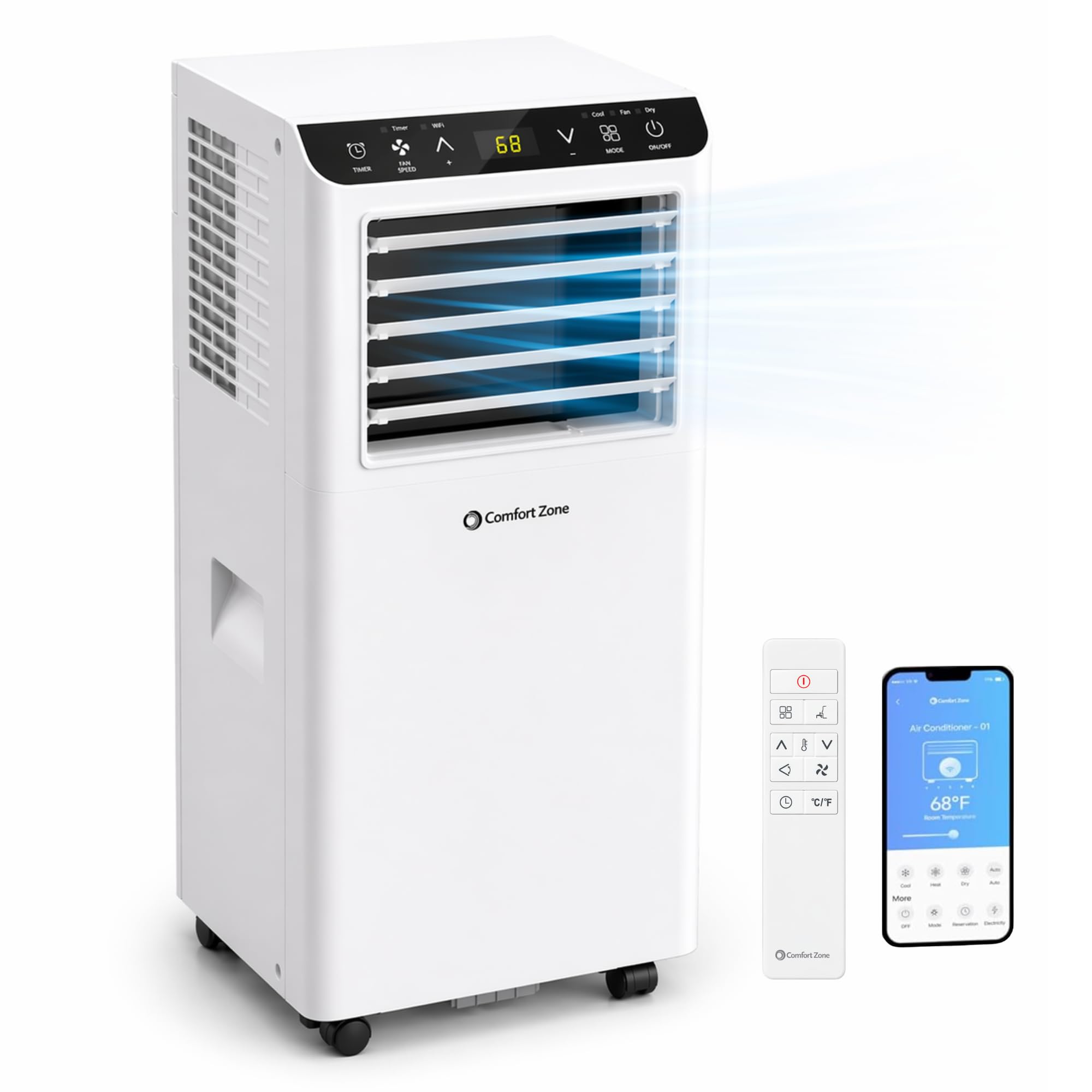 Comfort Zone Smart Portable Air Conditioner 8,000 BTU (5,100 BTU SACC) - WiFi Enabled 3-in-1 AC Unit, Dehumidifier & Fan with Remote Control, Sleep Mode & 24H Timer ASIN B0GYGDRBWT high ticket Amazon original image 1