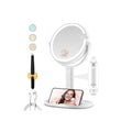 MOMOKUBA Makeup Mirror with Lights, Double Sided 1x/20x Magnifying Mirror with Light, Rechargeable 3 Color Lights and Adjustable Brightness, 360° Rotation Detachable Comes with Tweezer(White) ASIN B0D3HNWKWF Amazon original image 1
