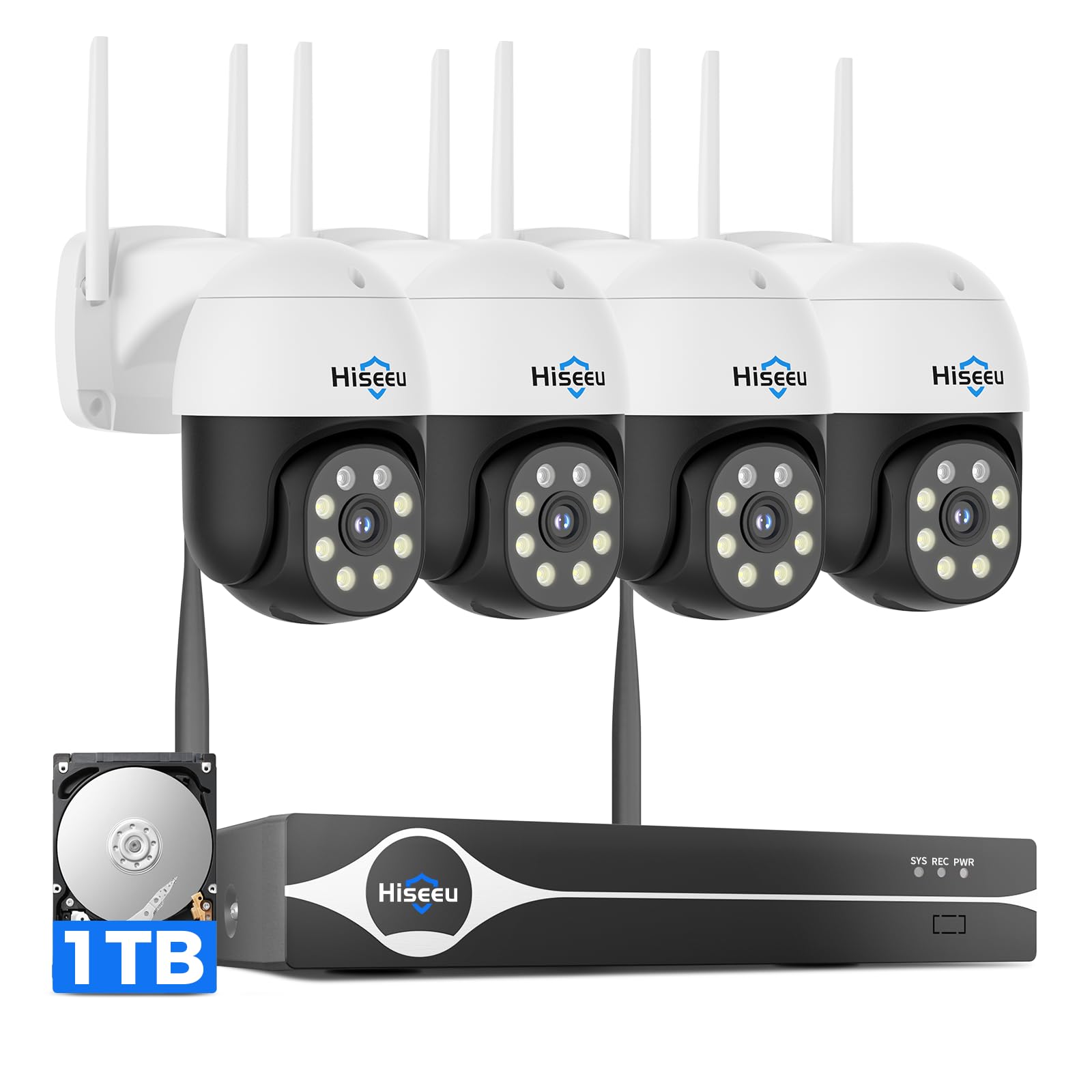 Hiseeu 4K Security Cameras Wireless Outdoor, 8MP 4-Cam Kit, 5G & 2.4G WiFi Cameras System for Home Security, Auto Tracking, Pan Tilt, Color Night Vision, Two-Way Audio, 16CH NVR, 1TB, No Subscription ASIN B0FYDBVZDT high ticket Amazon original image 1