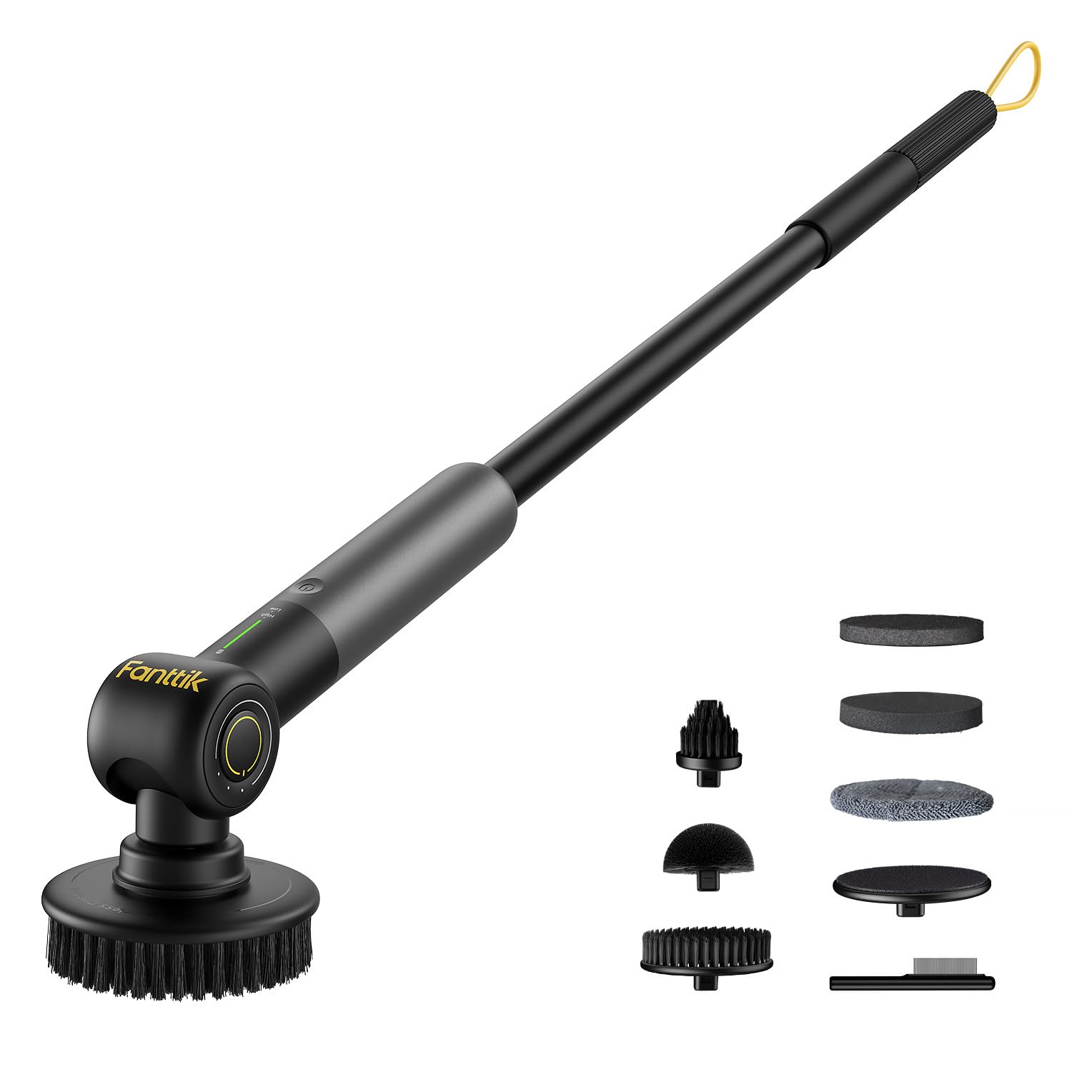 Fanttik Flip G9 Pro Electric Scrubber, VoltiPulse Motor, Dual-Speed Cleaner with 6 Brush Heads, Adjustable Angle & Extendable Handle, IPX7 Waterproof, Type-C Charge for Bathroom, Tile, Grout - Black ASIN B0DS61RZYG Amazon original image 1
