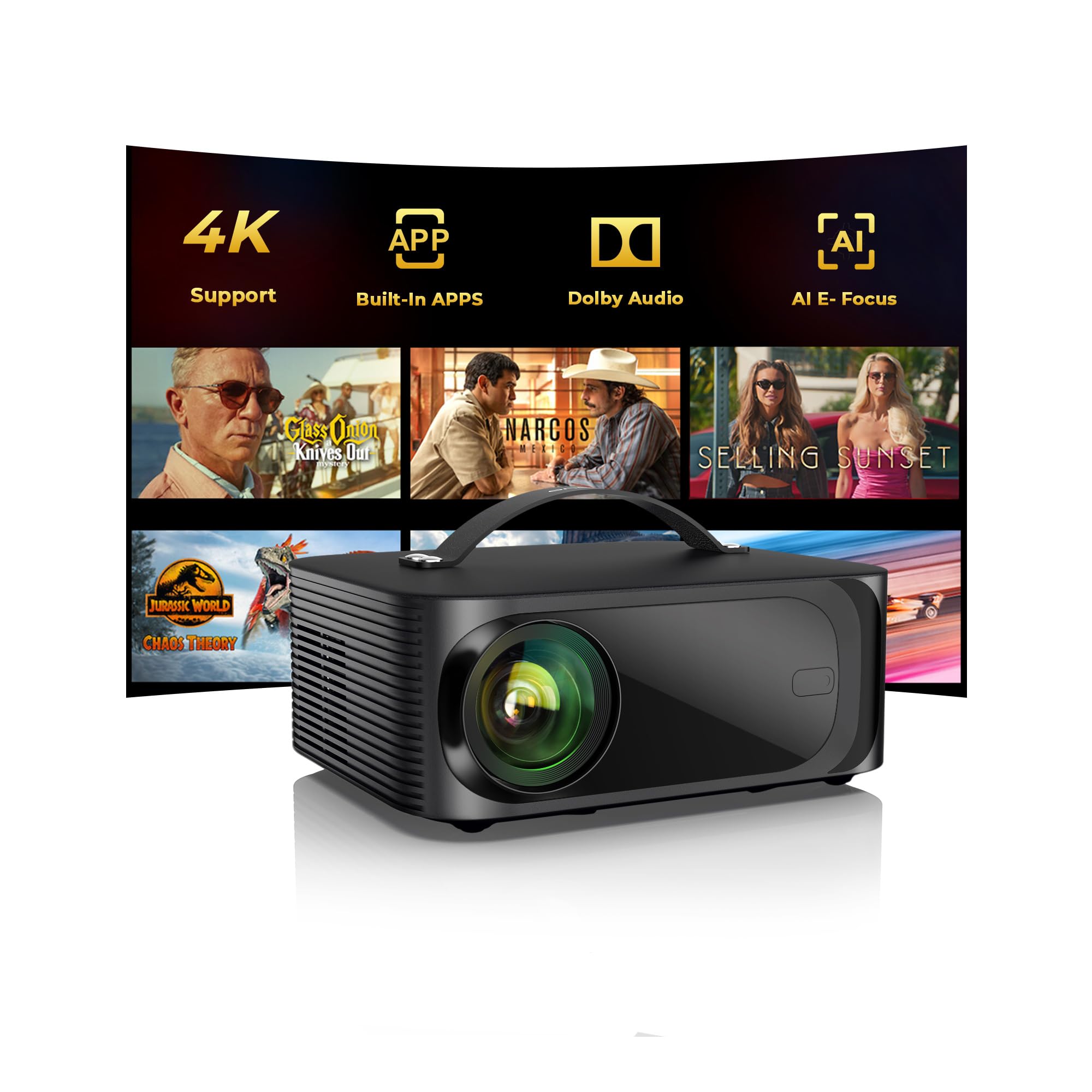 Outdoor-Projector-4K with WiFi and Bluetooth: [3000 Brightness/50W DoIby/Built-in APPs] Portable-Projector Smart OS 2.0&AI Auto Focus, ONOAYO Movie Proyector Compatible with Netflix/YouTube/PrimeVideo ASIN B0FB3P6H48 high ticket Amazon original image 1