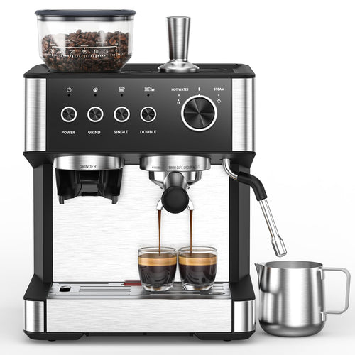 (2026 Upgrade) Espresso Machine with Grinder, Expresso Coffee Machines with Built-in Anti-Clog Coffee Grinder/Milk Steam Wand/Frother, Expresso Machines for Home Perfect Cappuccino & Latte-Gloss Black ASIN B0G64ZVGGZ high ticket Amazon original image 1