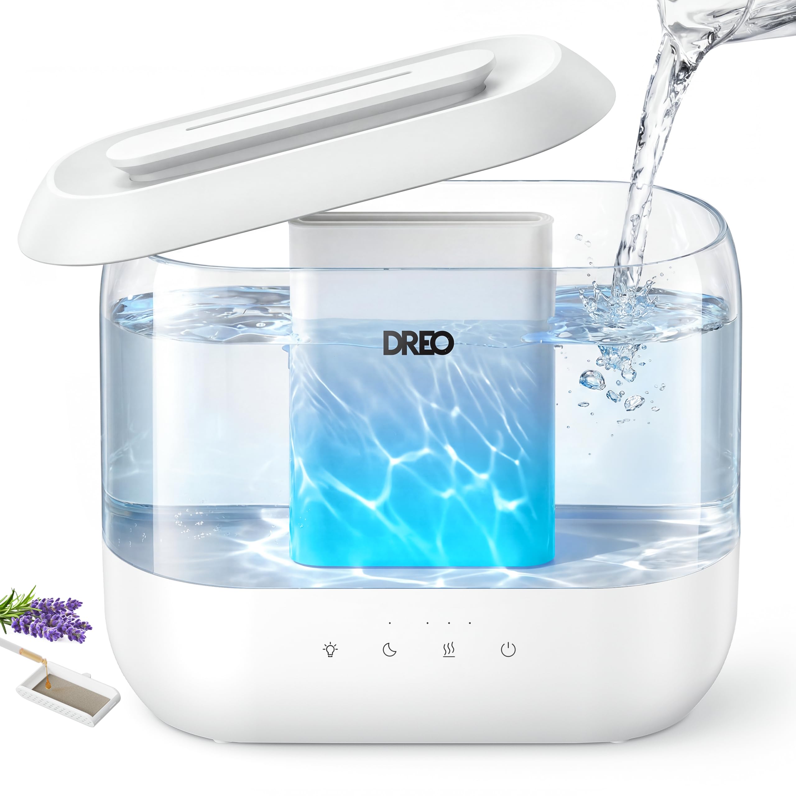 Dreo Humidifiers for Bedroom, 4L Top Fill for Large Room, 36H Runtime, 28 dB Quiet Supersized Cool Mist Air Humidifier for Baby Nursery, Plants, Indoor, Night Light, Easy to Clean & Fill, White ASIN B0CCY6VG8Z Amazon original image 1