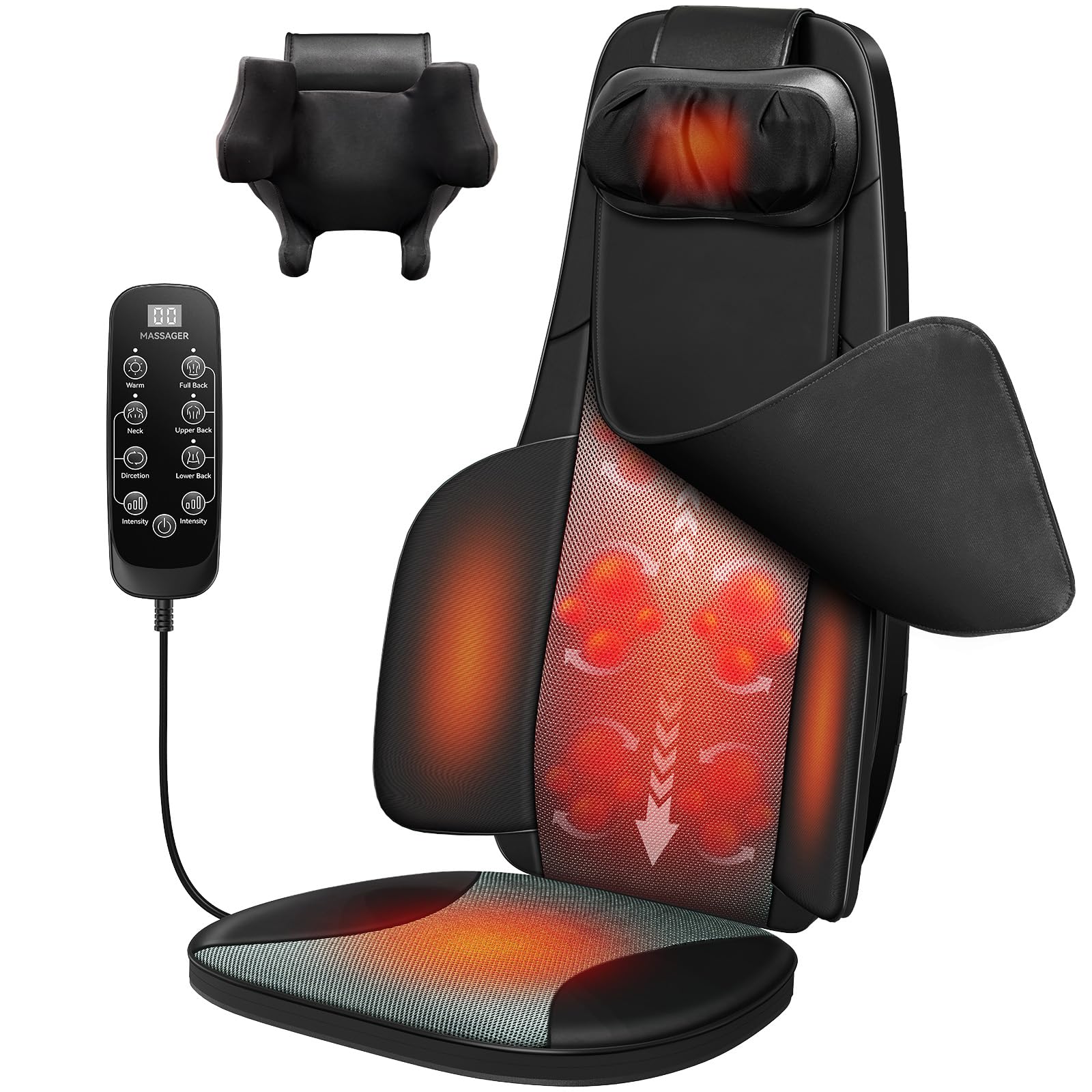 Flekzo Back Massager for Chair with Heat, Shiatsu Neck and Shoulder 4D Kneading Deep Tissue Massage Chair Pad, Electric Portable Seat Cushion for Muscle Back Pain Relief Home Office Use, Black ASIN B0GDXZW1K6 high ticket Amazon original image 1