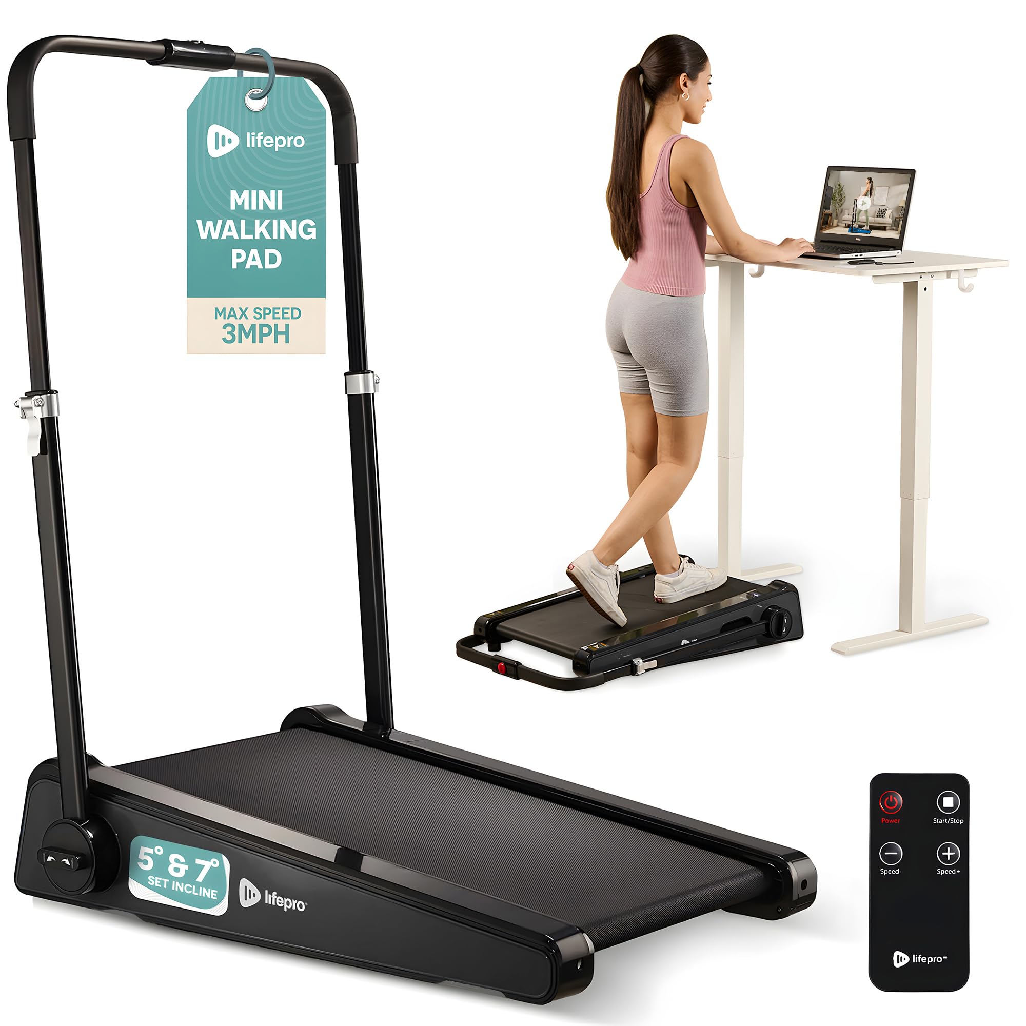 Lifepro Smallest Portable 30in Small Mini Walking Pad Treadmill Installation Free, Adjustable Incline, Under Desk Work Compact Treadmills for Home/Office - Max Load 220Lbs & Speed 3MPH ASIN B0CW76PSN1 high ticket Amazon original image 1