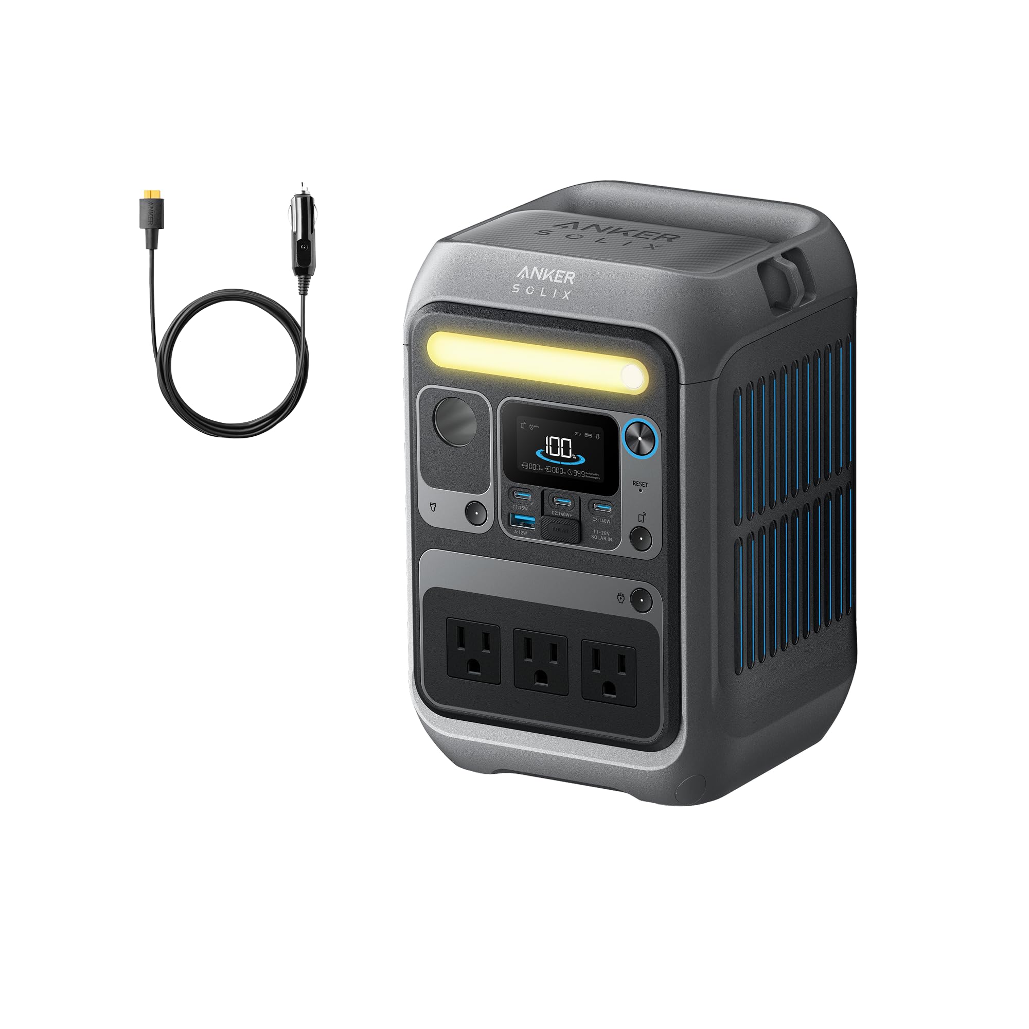 Anker SOLIX C300 Portable Power Station with Car Charging Cable, Outdoor 288Wh LiFePO4 Battery, 300W (600W Surge) Solar Generator, 140W Two-Way Fast Charging, for Camping, Traveling, and Emergencies. ASIN B0F2MXVZQP high ticket Amazon original image 1