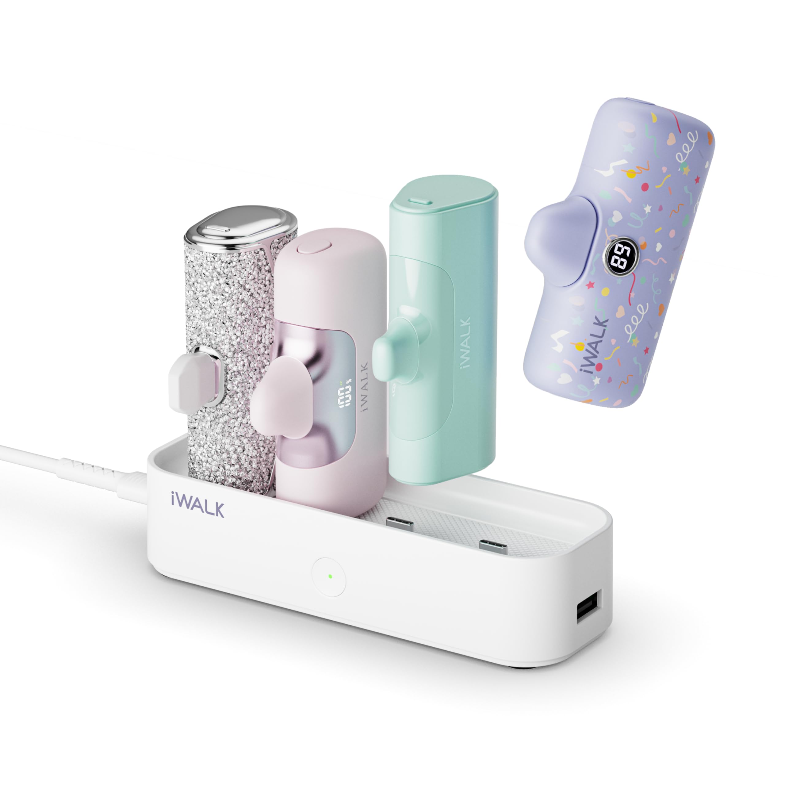 iWALK Charger Station for Portable Charger 4500mAh, 4800mAh, 5000mAh Power Bank for iPhone Charging Station Multiple USB-C Family-Sized Charger Station for Home(Station Only), White ASIN B0BN81XGG7 Amazon original image 1