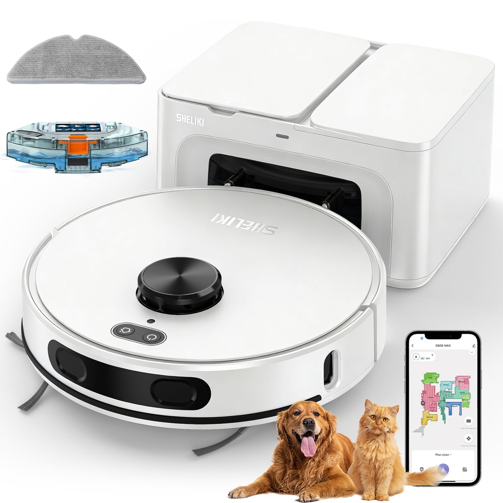 Robot Vacuum and Mop Combo, Self-Emptying Robotic Vacuums Cleaner Smart Mapping, 2-3 Months Hands-Free Base Strong Suction & LiDAR Navigation, 220 Mins Long Runtime for Pet Hair, Hard Floor, Carpet ASIN B0GS8GH8JZ high ticket Amazon original image 1