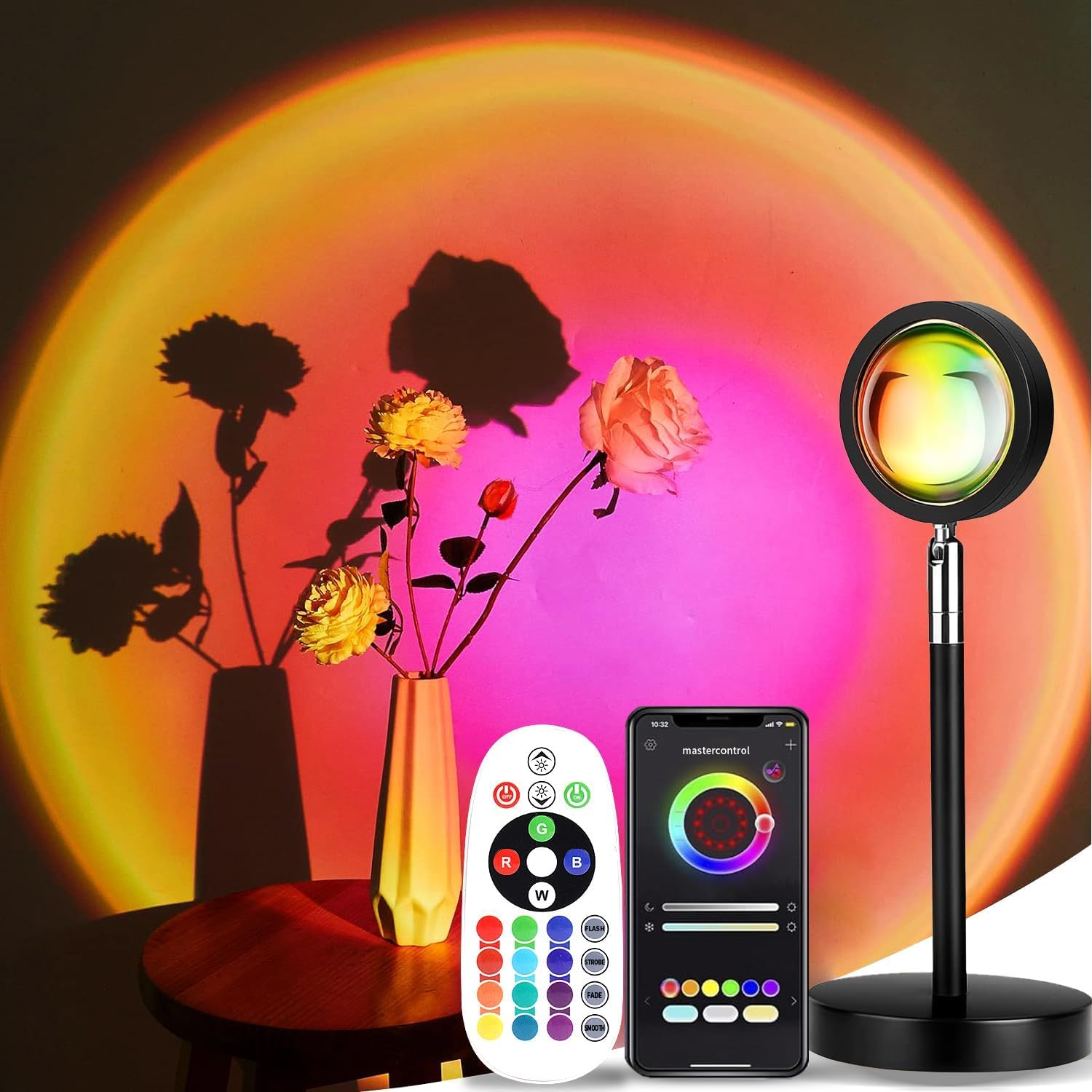 Sunset Lamp Projection, Sunset Night Light Rainbow Projector 180° 16 Color Changing 4 Modes, Vlog, Photography, Decorative, Party Decor, Gift for Women(16 Color) (red) (red) ASIN B0D2K99LL6 Amazon original image 1