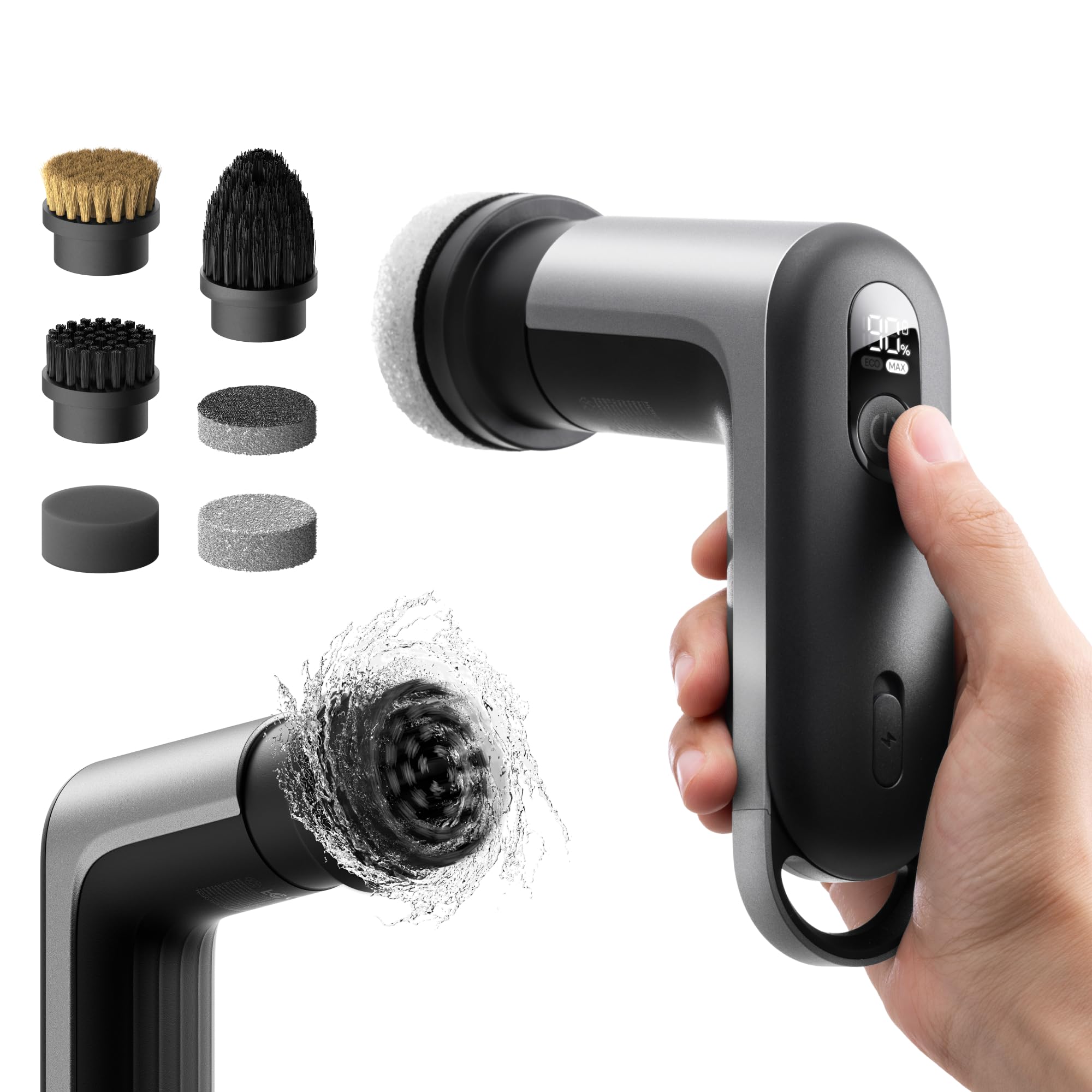 HOTO Grip™ Cordless Electric Spin Scrubber, IPX7 Waterproof, Lightweight at 0.65 lb with 6 Brush Heads, Powerful Cleaning Scrubber, for Bathroom, Kitchen, Tile, Shower ASIN B0FDKFMJM9 Amazon original image 1