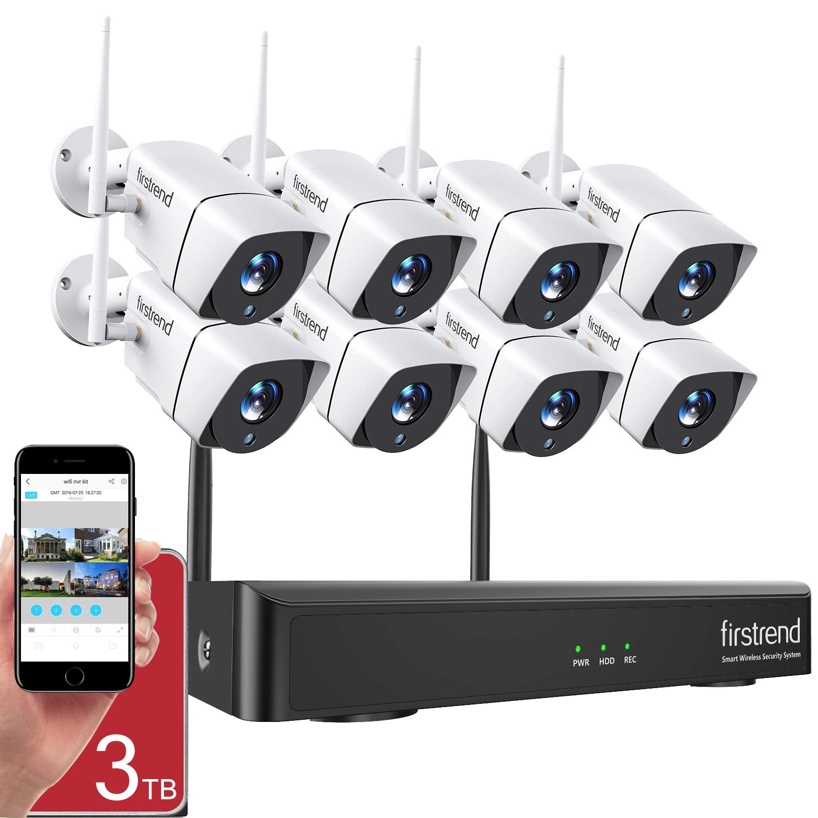 Firstrend Wireless Security Camera System with 3TB Local Storage, AI Human Detection, Two-Way Audio, 8CH NVR Kit, Outdoor Home Security Cameras, Motion Detection, Night Vision, No Monthly Fees ASIN B077HX91ZN high ticket Amazon original image 1