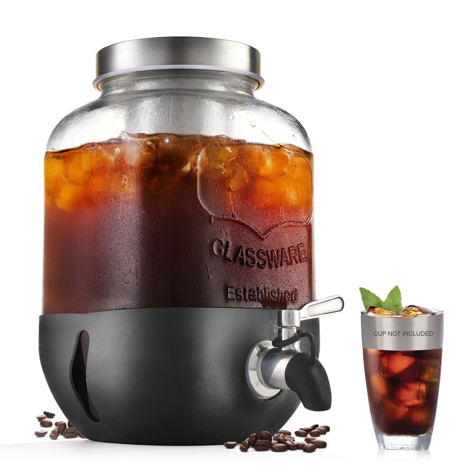 Cold Brew Coffee Maker, 1 Gallon Iced Coffee Maker With Stainless Steel Filter, Heavy Duty Glass Cold Brew Pitcher With Stainless Steel Spigot, Mason Jar Cold Brew Coffee Maker Fast Iced Tea Maker ASIN B0FCYCYVQ2 Amazon original image 1