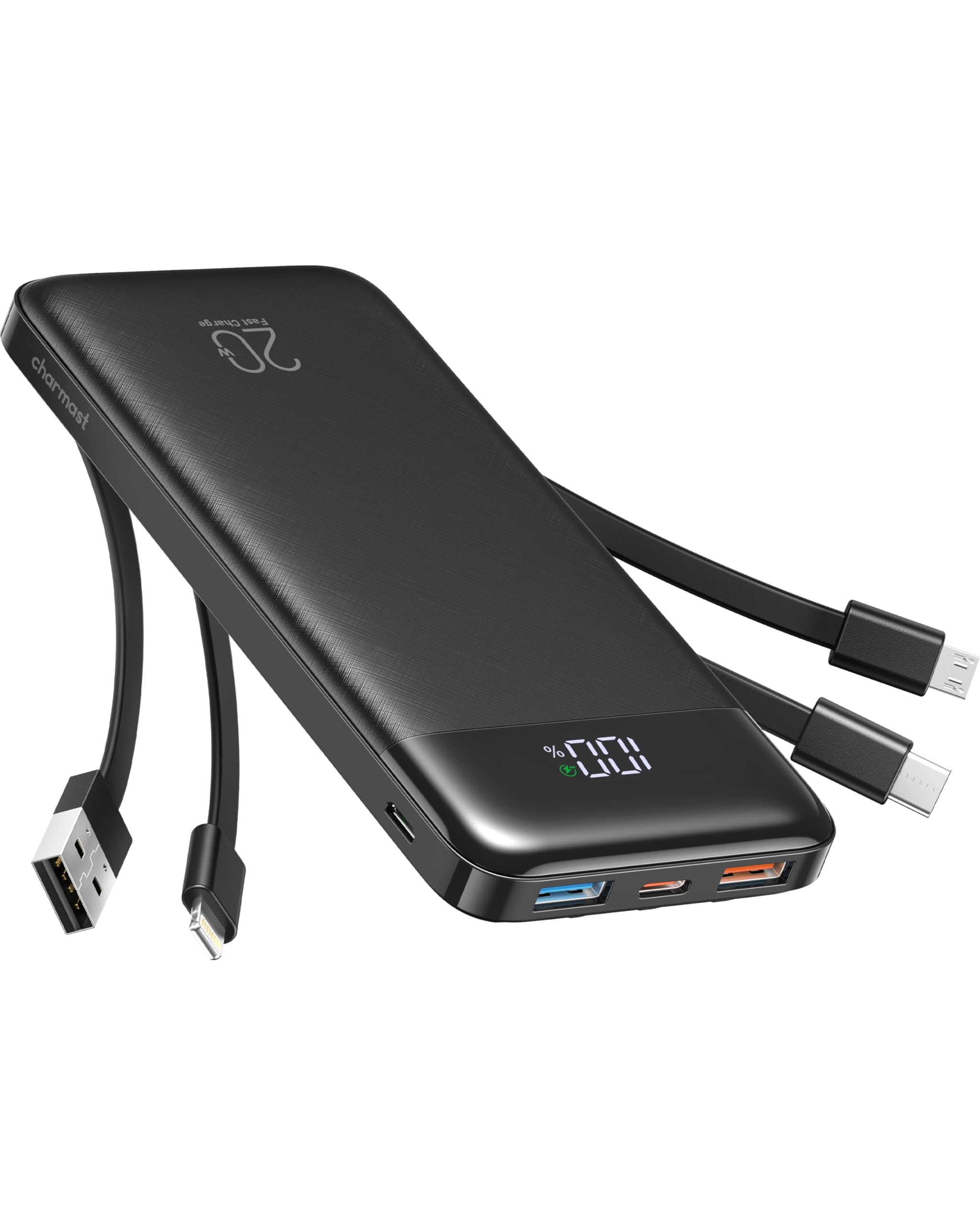 charmast 20000mAh Portable Charger with Built in Cables, 22.5W Travel Power Bank Fast Charging, USB C Cell Phone Battery Pack for iPhone 16/15/14/13/12/11 Series, iPad, Samsung, Android, Tablet ASIN B0CJBQBB7F Amazon original image 1