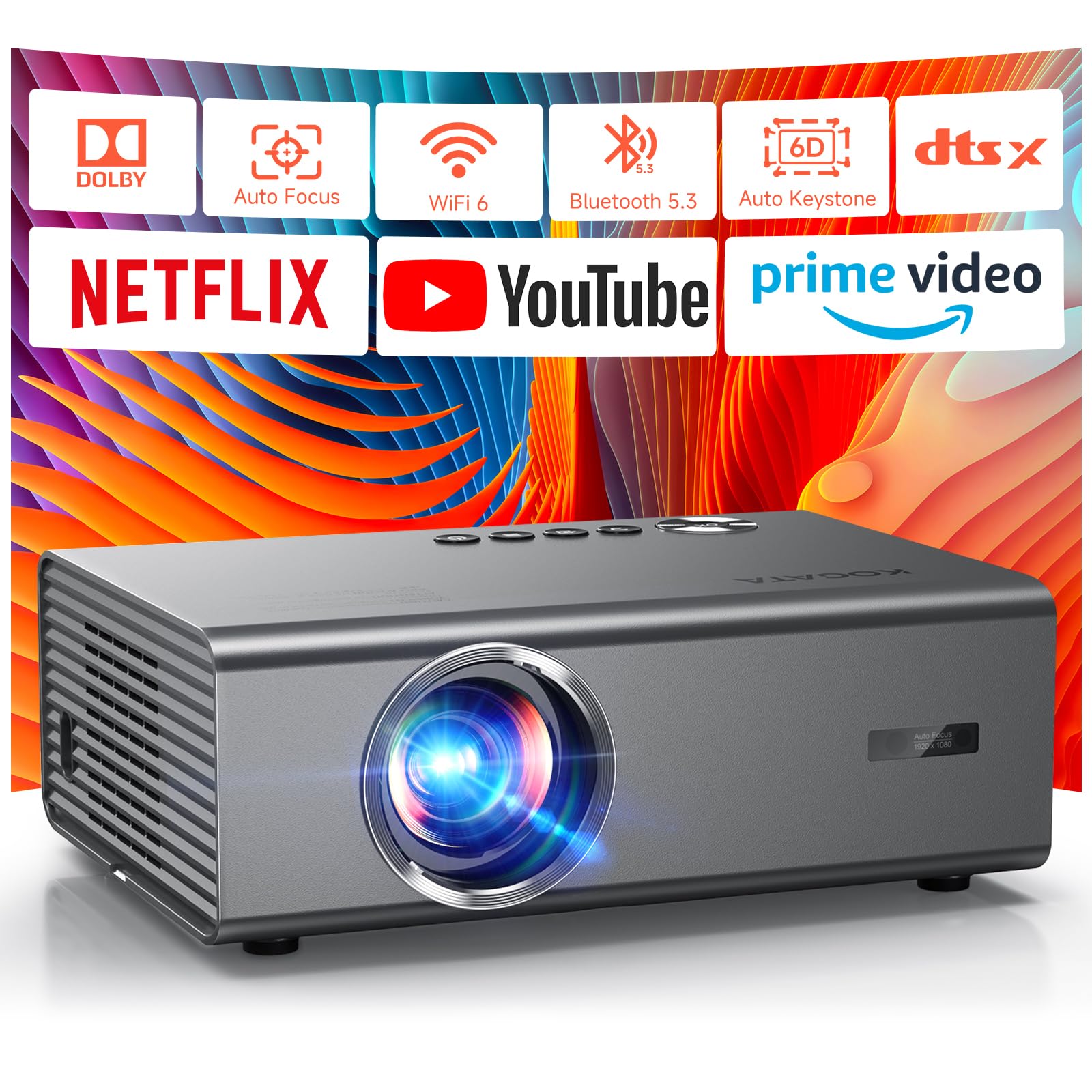 4K Projector with Built-in Apps, 1500ANSI Auto Focus&6D Keystone Dolby Audio Kogata Smart Projector with WiFi 6 Bluetooth Outdoor Movie Proyector for Home Theater HDR10+ UPGRADE ASIN B0GGHNMRGB high ticket Amazon original image 1