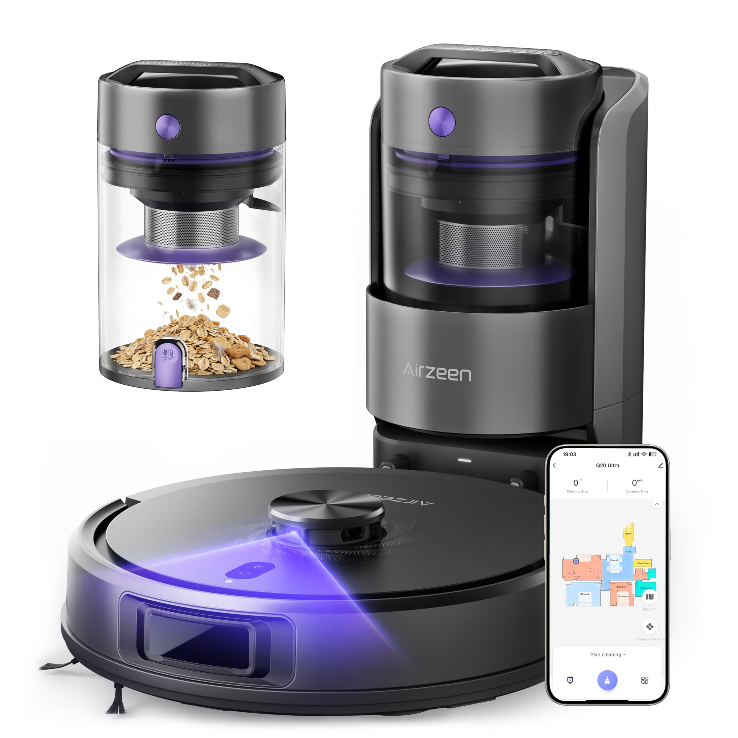 Robot Vacuum and Mop, Upgraded Bagless Robot Vacuum Cleaner with Self-Emptying, 6000Pa Robotic Vacuum with LiDAR Navigation, Smart Mapping, Schedule, App/Alexa Control for Carpet/Pet Hair, Q20 Ultra ASIN B0GWCTSB2D high ticket Amazon original image 1