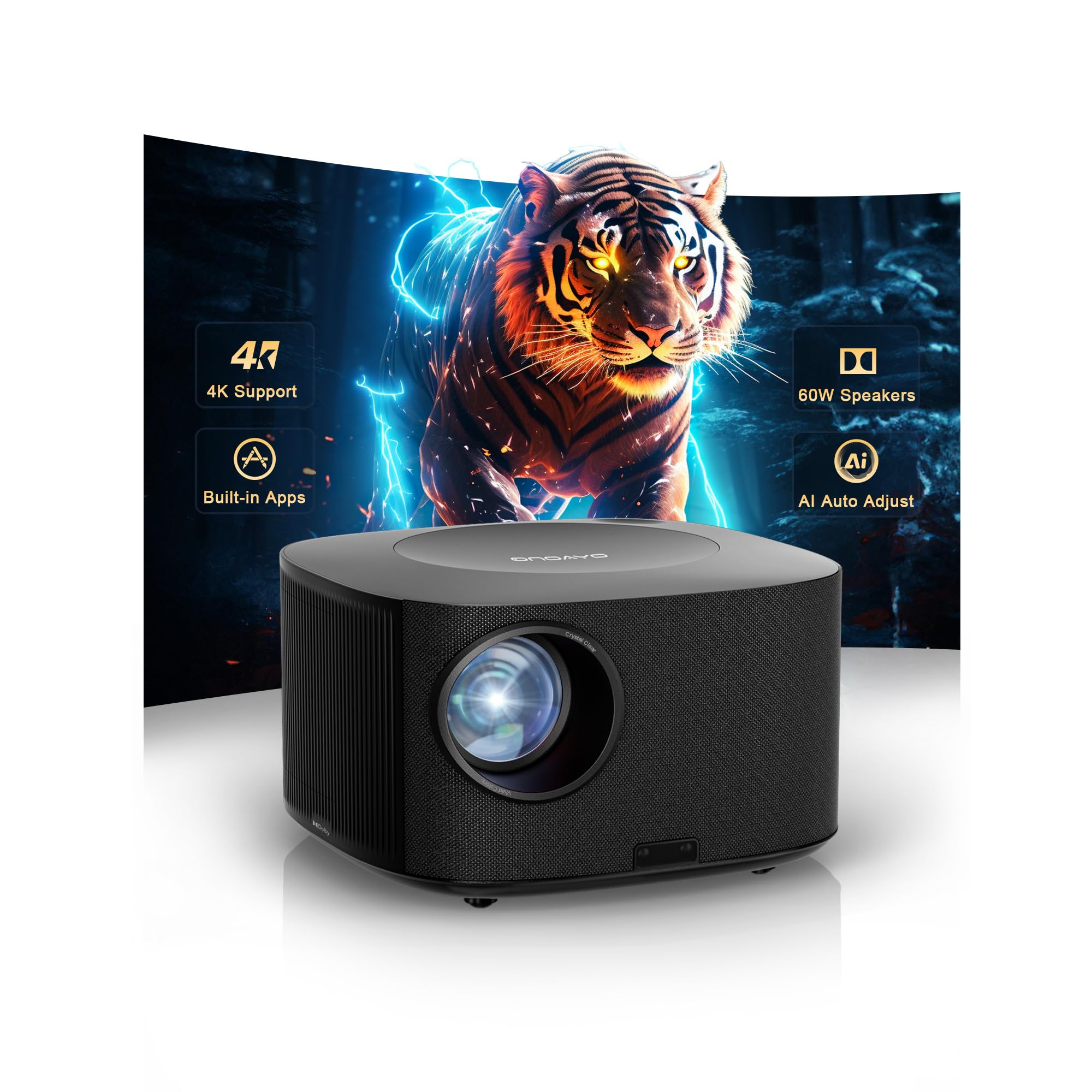 Outdoor-Projector-4K with WiFi and Bluetooth:[3500 Bright/60W Dolby Audio/Official Licensed Apps],Smart-Projector with AI Auto Focus,ONOAYO ONO5Pro 2.0 Movie Projector for Indoor/Outdoor 2026New ASIN B0G4D9NJRX high ticket Amazon original image 1