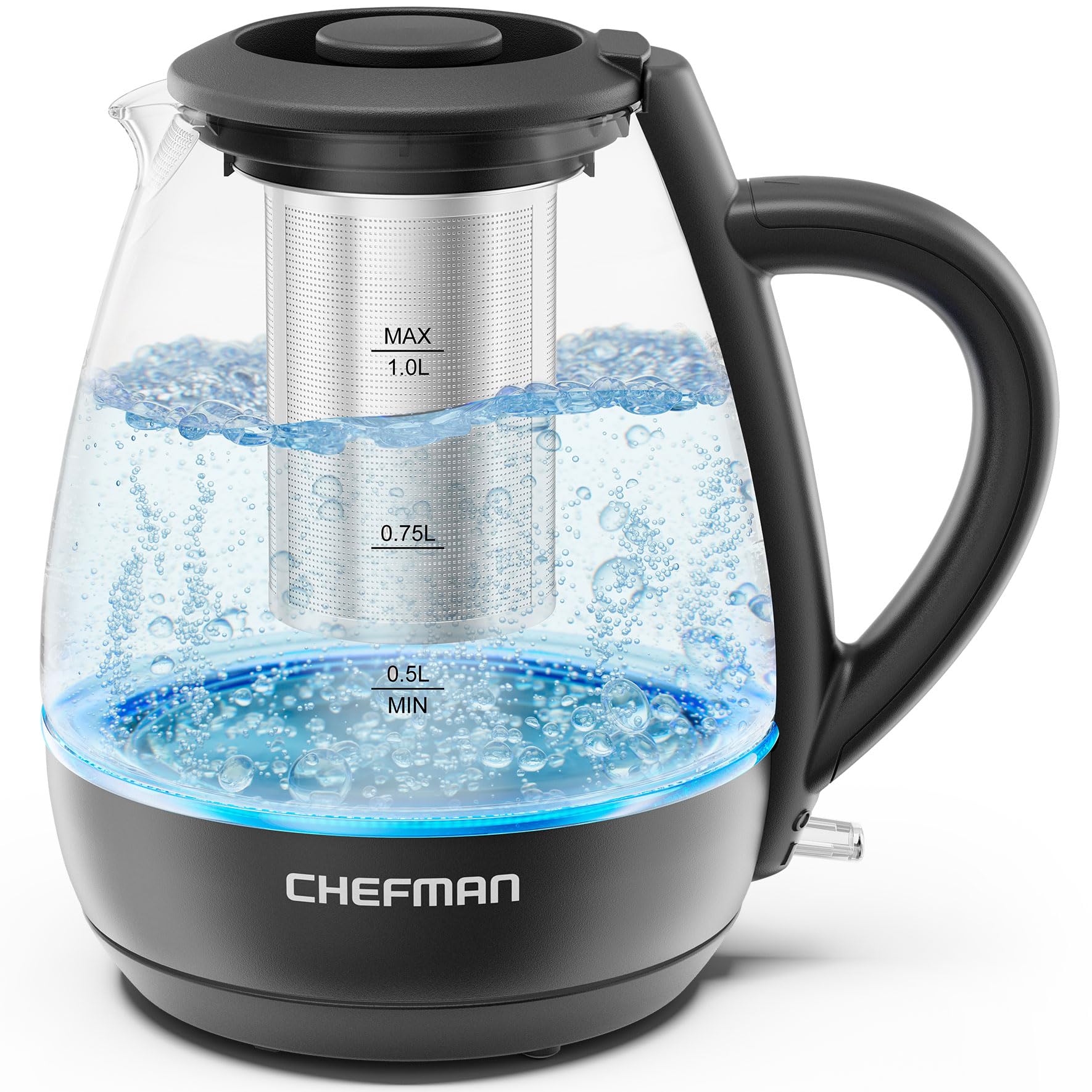Chefman Electric Kettle with Tea Infuser, Compact 1L (4 Cups), 1500W, Removable Lid for Easy Cleaning, Boil-Dry Protection, Stainless Steel Filter, BPA Free, Auto Shut Off, Small Electric Tea Kettle ASIN B0CCG1Z86C Amazon original image 1