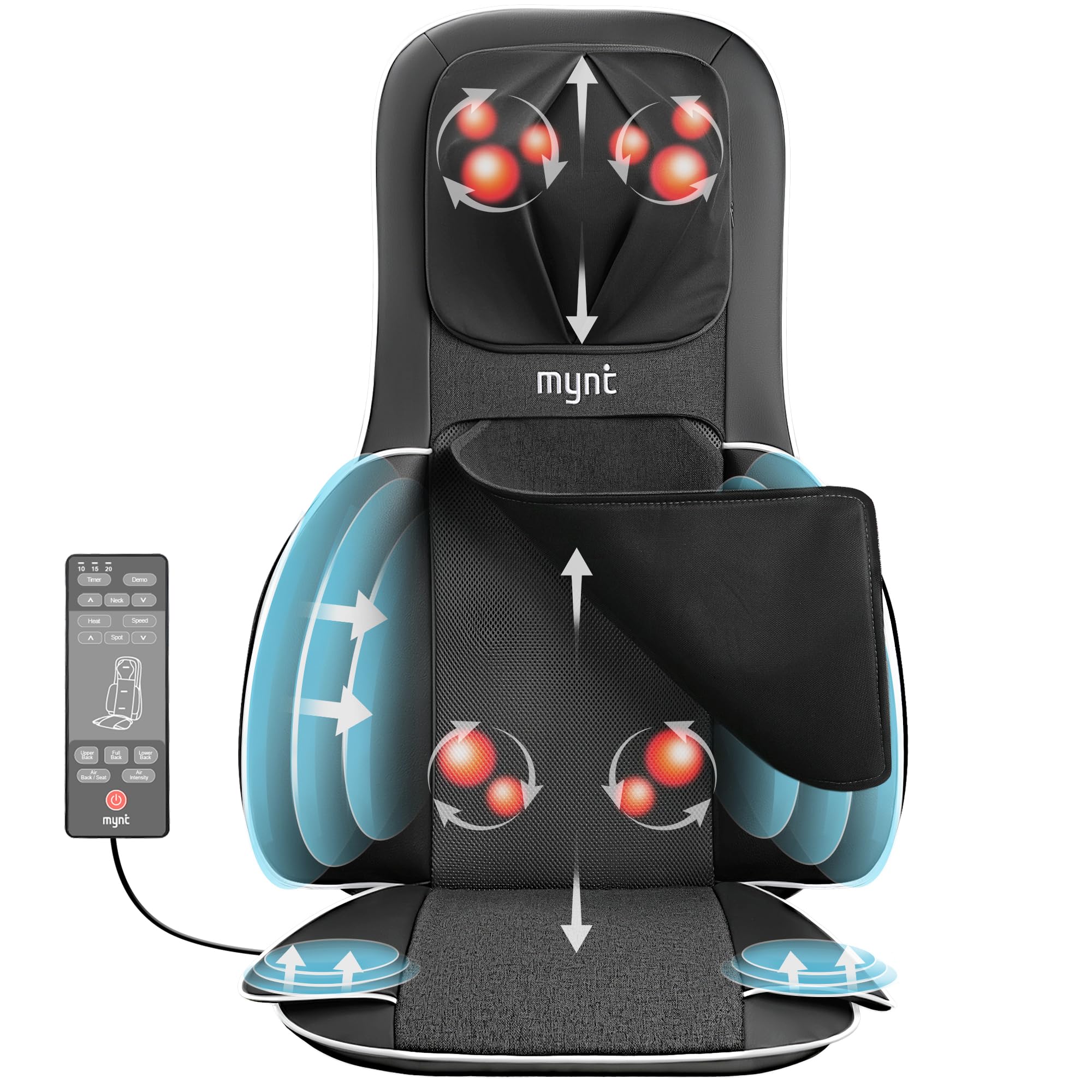 Mynt FSA Eligible HSA Approved Shiatsu Neck and Back Massager for Chair with 10 Deep Kneading Nodes, 2D & 3D Adjustable Back Massage with Heat, Portable Massage Chair Pad with Cover ASIN B0DCF91RBL high ticket Amazon original image 1
